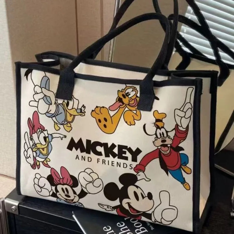 Cartoon Canvas Shoulder Bag – Mickey & Minnie Daily Fashion Tote