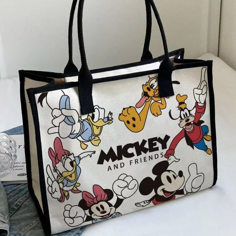 Cartoon Canvas Shoulder Bag – Mickey & Minnie Daily Fashion Tote