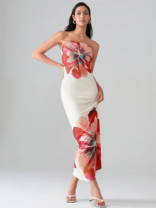 Floral Strapless Bodycon Dress