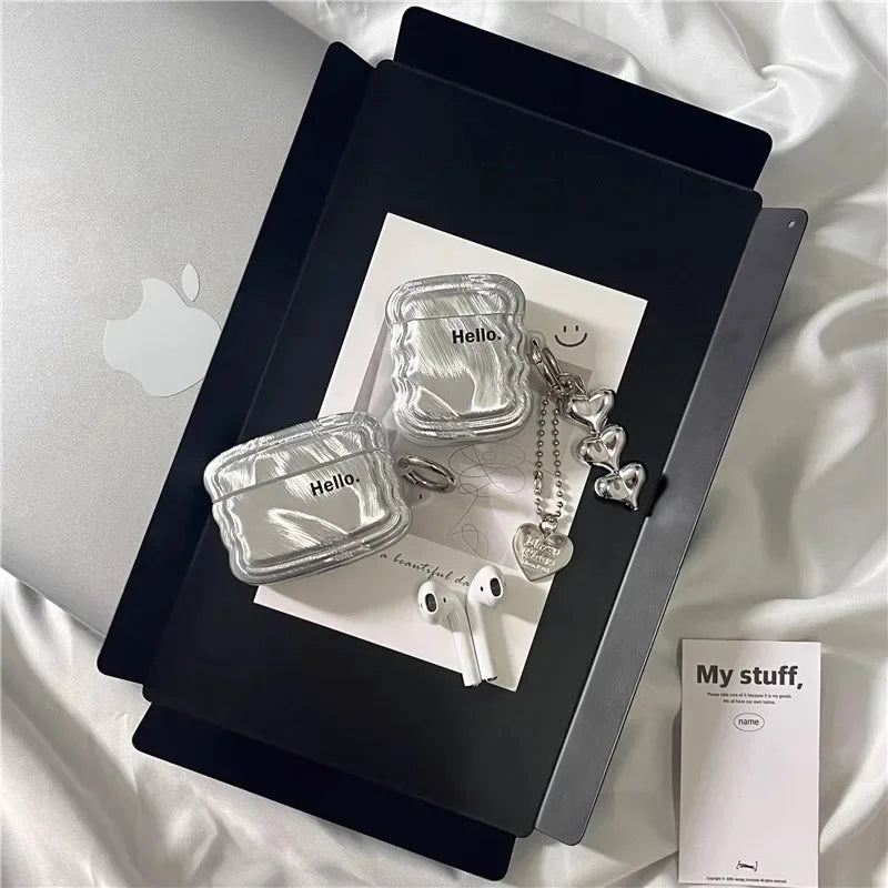 Shiny Silver AirPods Case – Sleek & Stylish Elegance