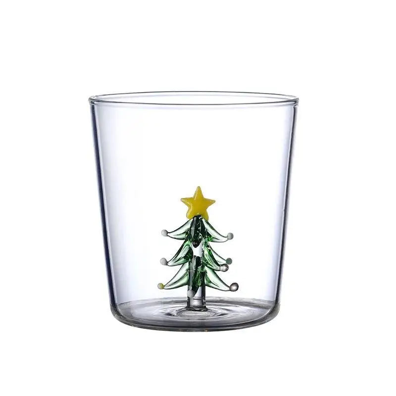 3D Christmas Glass Cup – Festive Tree Design