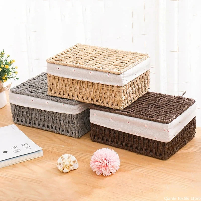 Wicker Storage Basket with Lid