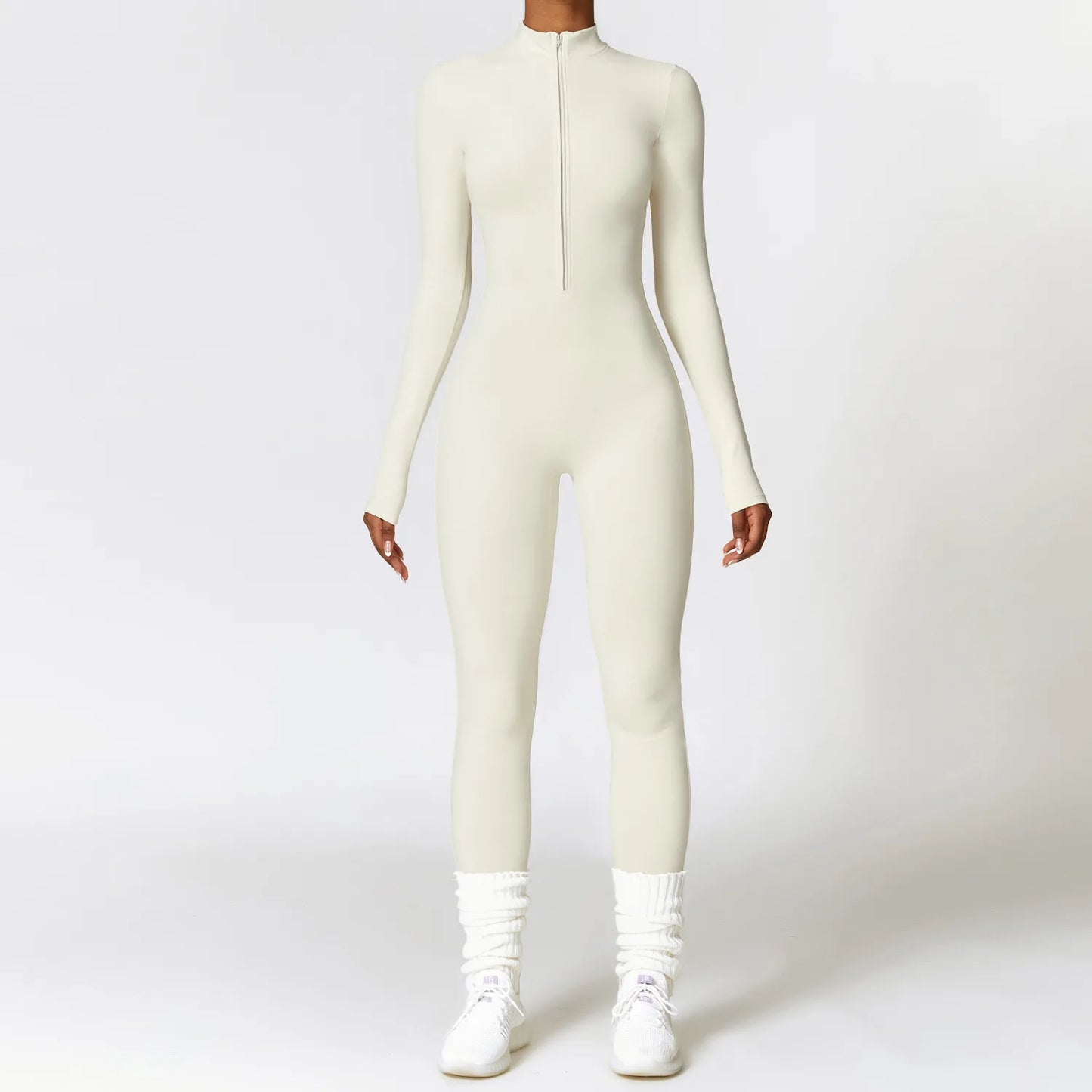 Women's Long Sleeve Zipper Sports Jumpsuit – Multiple Colors
