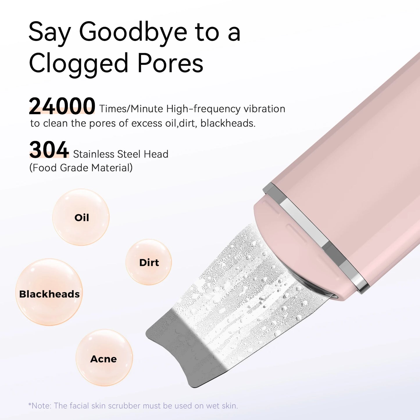 ANLAN Ultrasonic Skin Scrubber – Deep Facial Cleansing & EMS Lifting Tool