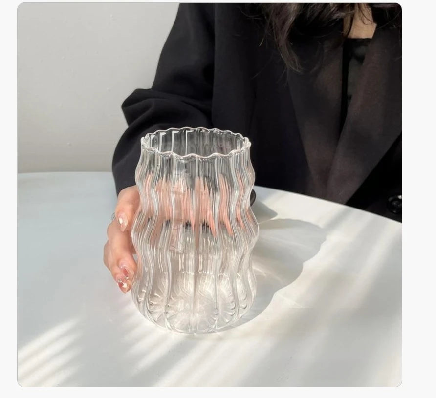Modern Ribbed Glass Cup – Various Designs