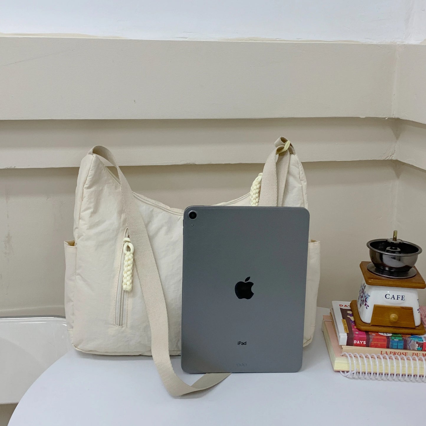 Trendy Women’s Large Crossbody Fabric Bag – Solid Color Student Style Shoulder Tote
