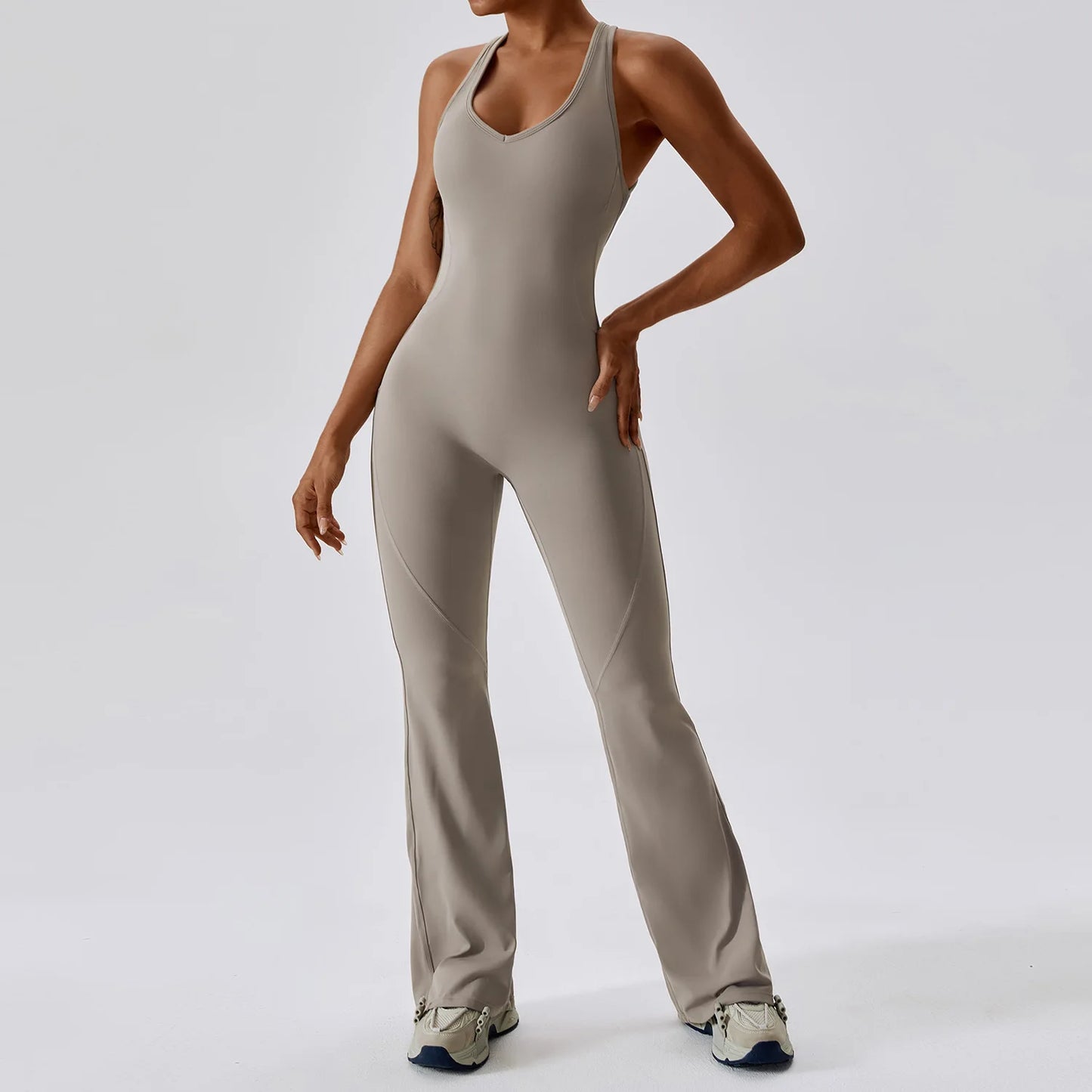 Women's One-Piece Open Back Jumpsuit – Yoga & Gym Stretch Bodysuit (Available in Multiple Colors)