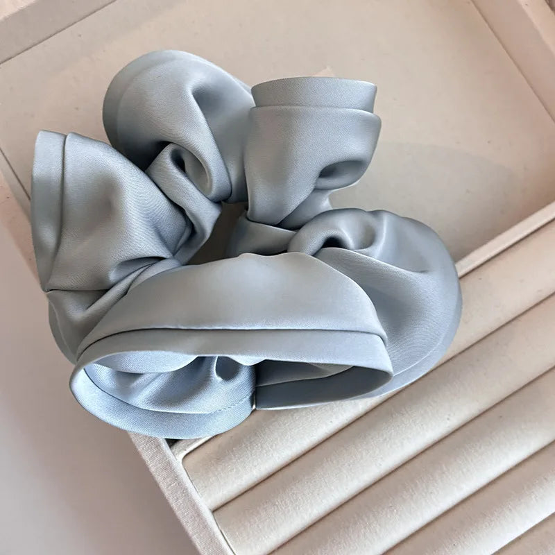 Korean Style Double Satin Silk Scrunchie – High-End Hair Accessory for Women