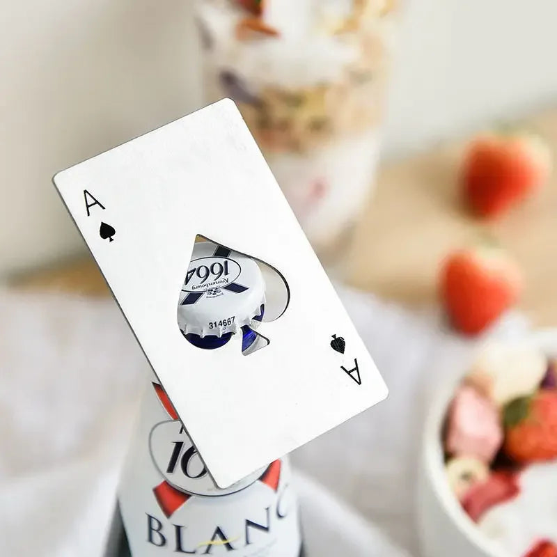 Stainless Steel Poker Card Bottle Opener – Spade Ace Design