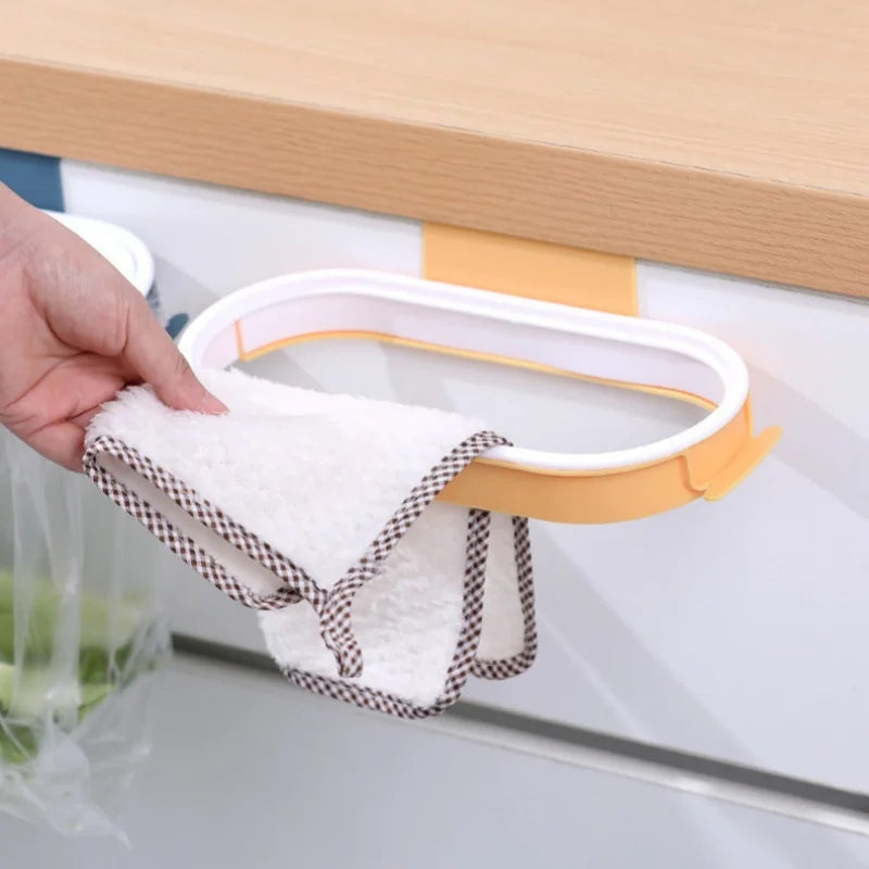 Hanging Trash Bag Holder – Cabinet Door Garbage Organizer