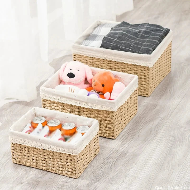 Wicker Storage Basket with Lid