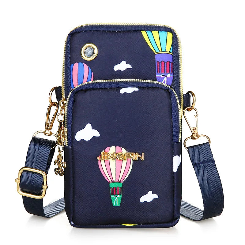 Women's Mobile Phone Crossbody Bag – 3-Layer Wallet with Headphone Plug