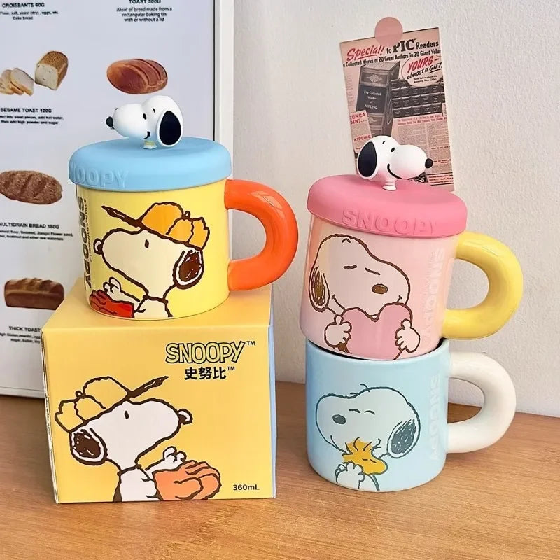 Snoopy Ceramic Milk Cup with Lid