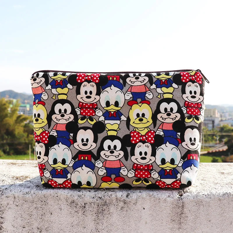 Mickey & Minnie Cartoon Makeup Bag – Portable Canvas Travel Pouch