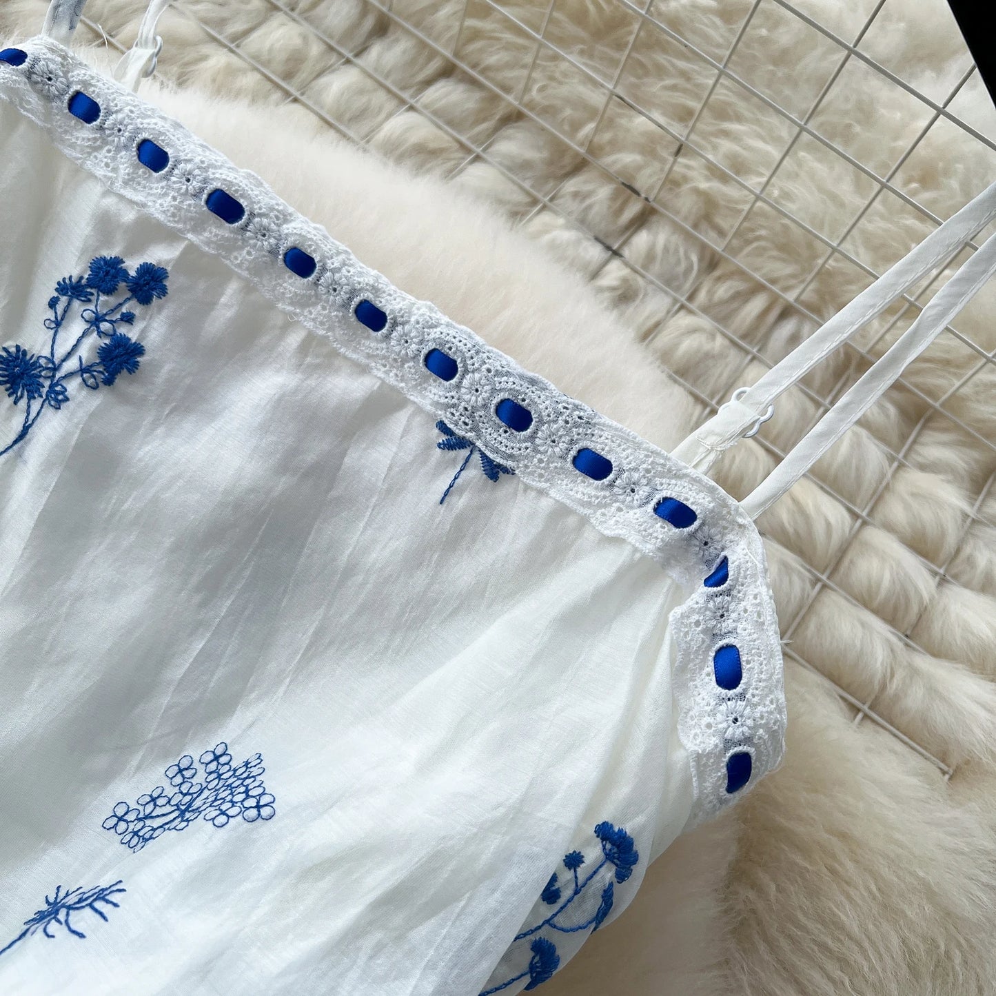 Summer Embroidered Ruched Long Dress