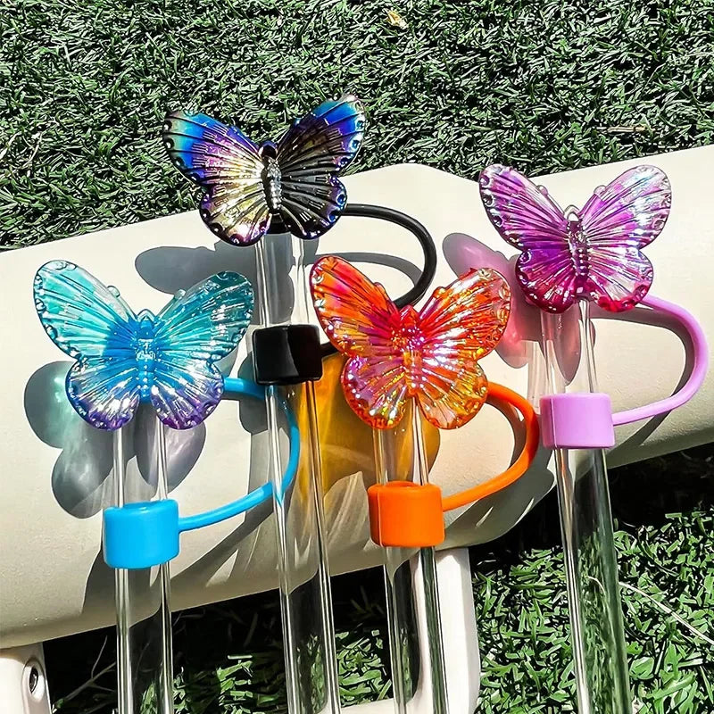Colorful Butterfly Straw Cap Cover