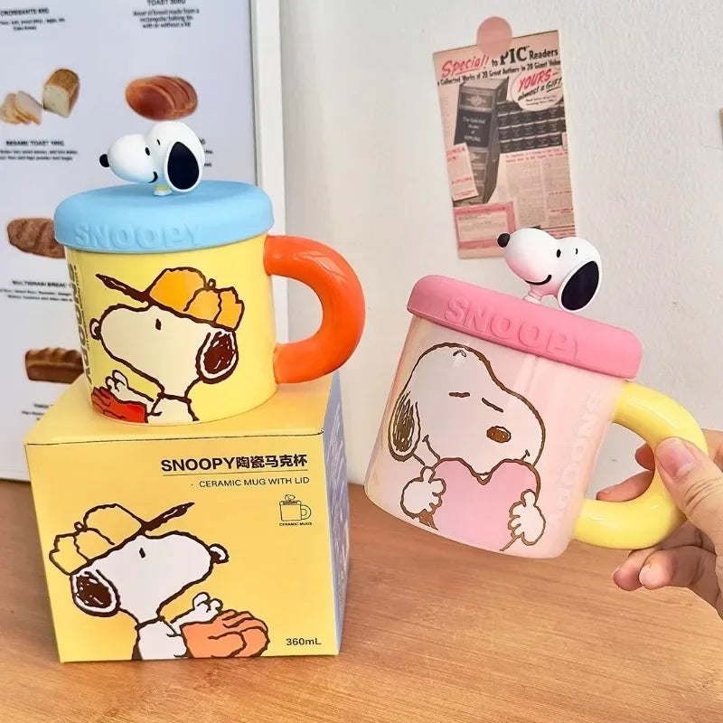 Snoopy Ceramic Milk Cup with Lid