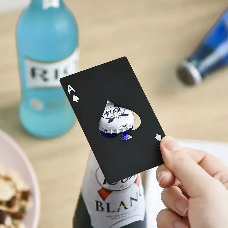 Stainless Steel Poker Card Bottle Opener – Spade Ace Design