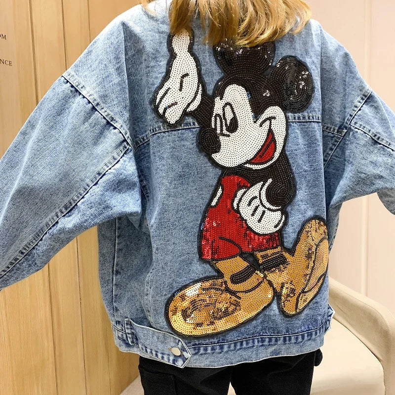 Embroidered Cartoon Denim Jacket