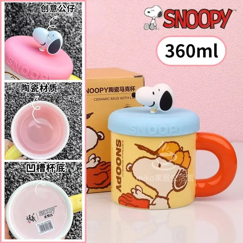 Snoopy Ceramic Milk Cup with Lid