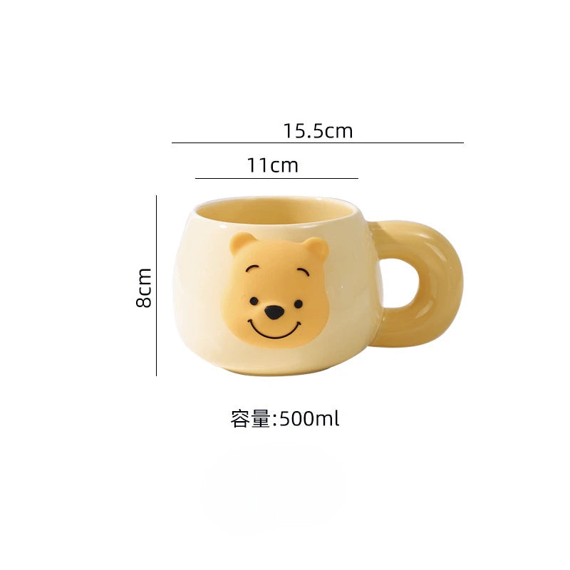 Disney Ceramic Mug with Lid & Spoon – Cute Mickey, Minnie & Lotso Design