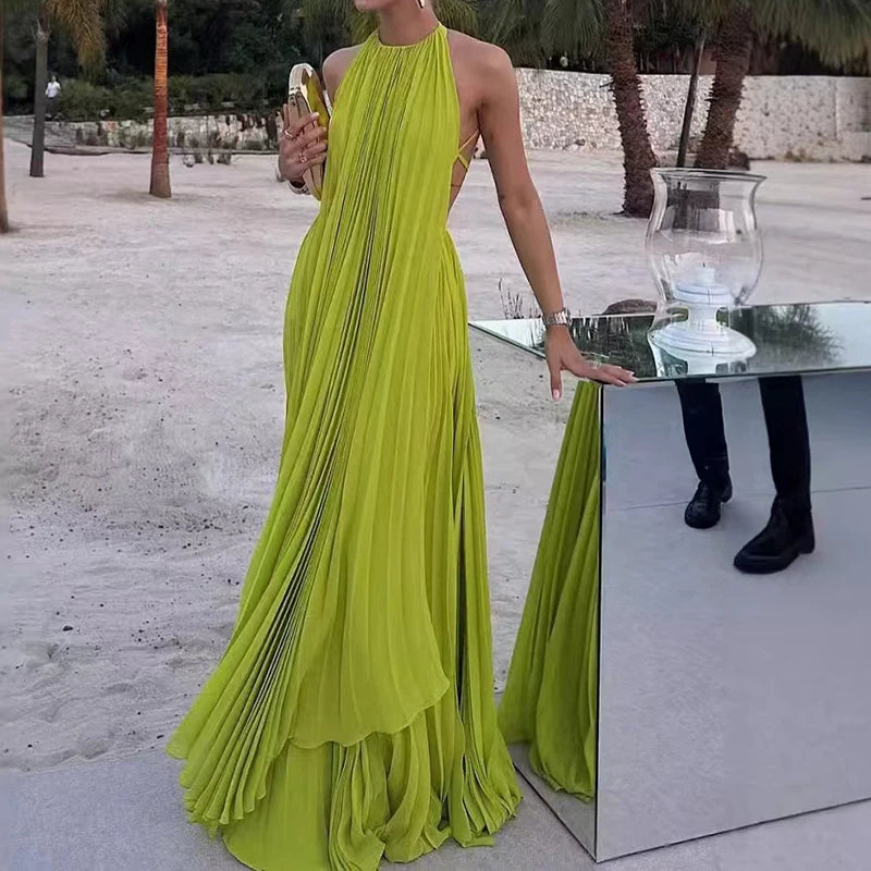 Sleeveless Backless Top and Long Skirt Set