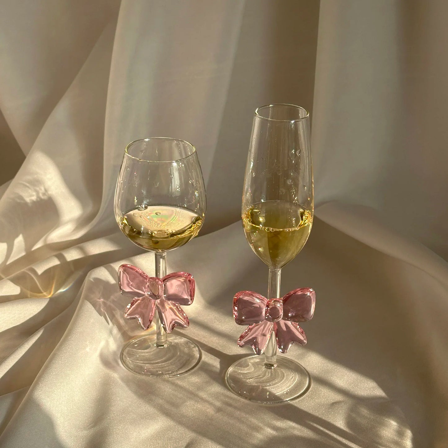 Transparent Glass Cup with Large Pink Bow
