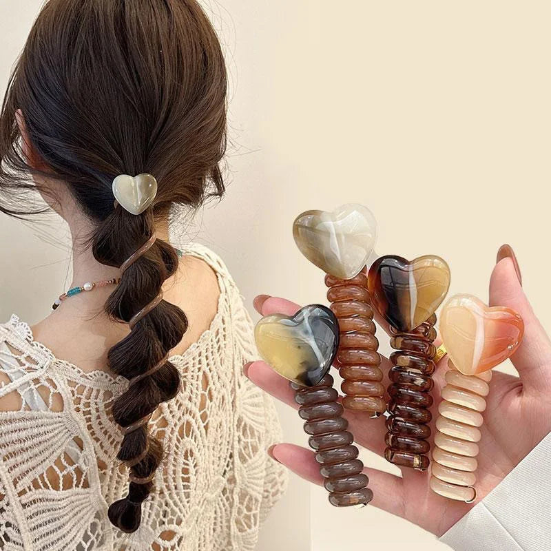 Bubble Braid Hair Tie with Heart – Stylish Elastic Hair Band for Braids