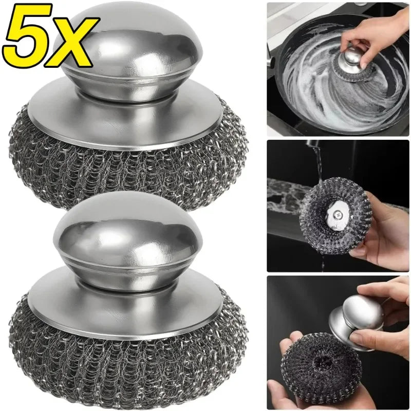 Heavy Duty Steel Pot Scrubber with Handle