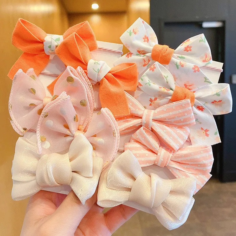 10PCS Girl Hair Ties Set – Soft Flower & Bow Elastic Hairbands for Kids