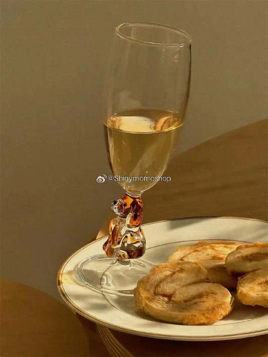 Champagne Glass with Decorative Dog Base