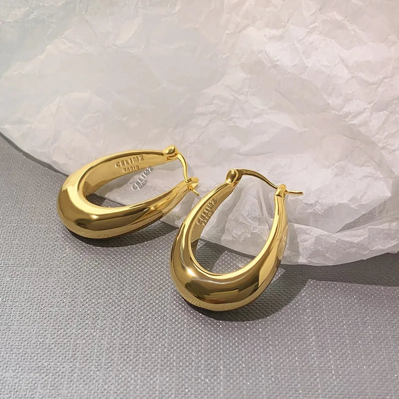 925 Sterling Silver Oval Hoop Earrings