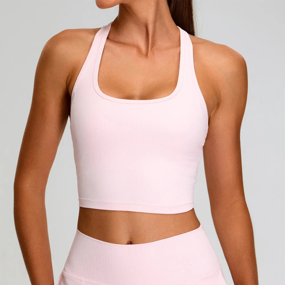 Women’s Ribbed Sports Bra Top – High Support Yoga & Gym Wear (Multi Colors)
