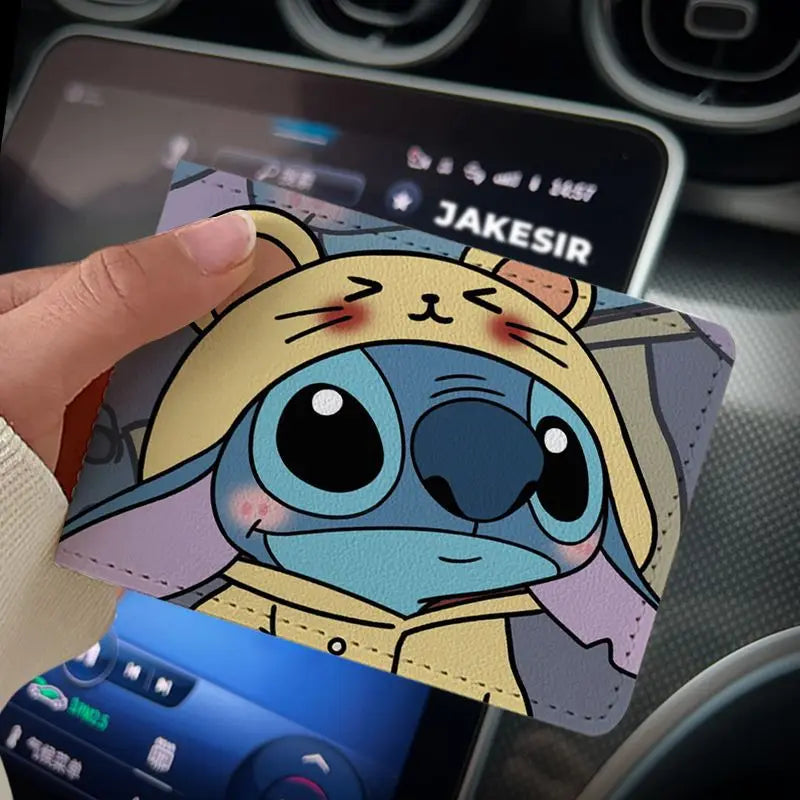 Stitch & Angel Cartoon Card Holder – Cute ID/License Protection Cover for Students & Daily Use