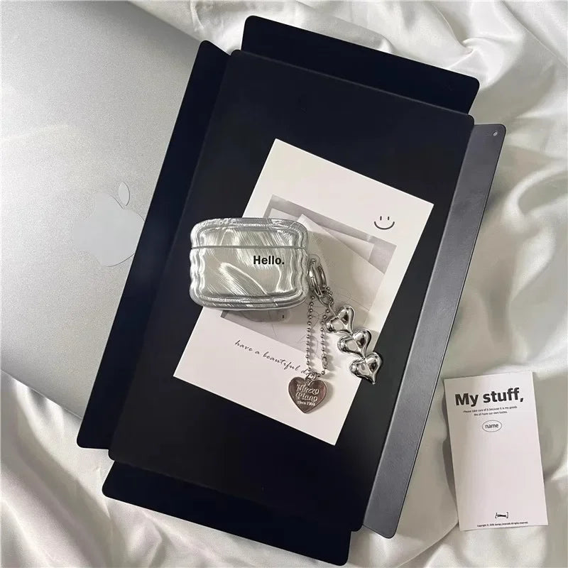 Shiny Silver AirPods Case – Sleek & Stylish Elegance