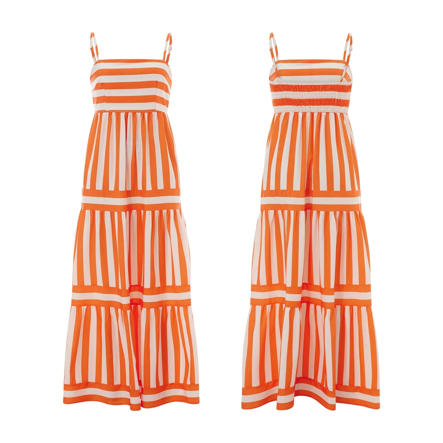 Boho Striped Tiered Maxi Dress