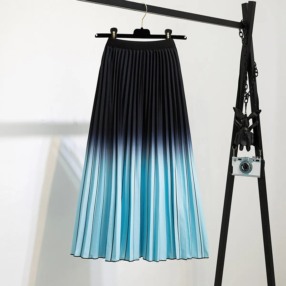 Women’s Cartoon Print Pleated Skirt – High Waist Big Swing Skirt