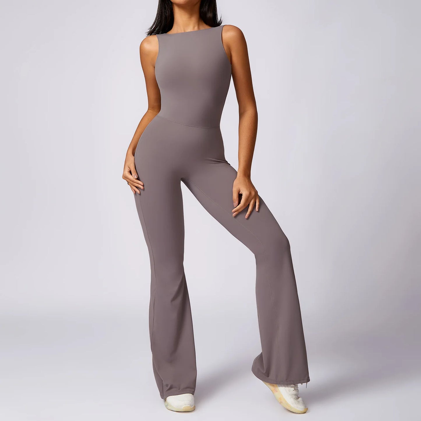 Women's Scrunch Butt Yoga Jumpsuit – Wide-Leg Stretch Bodysuit for Training