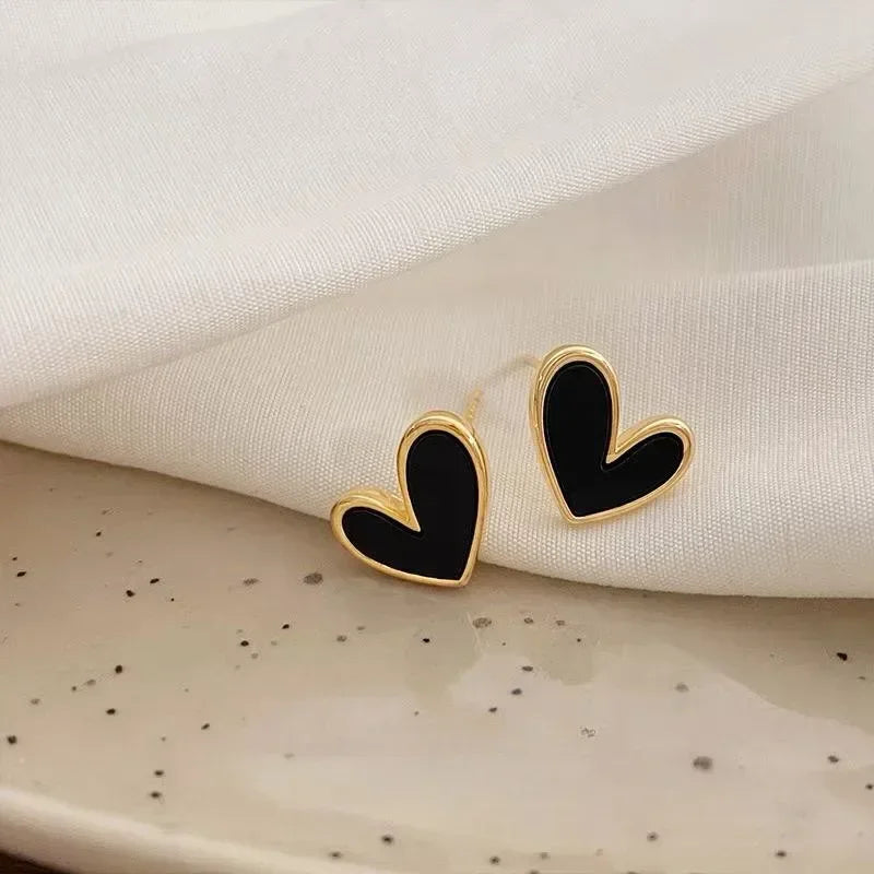 Minimalist Heart Stud Earrings – Multi Colors