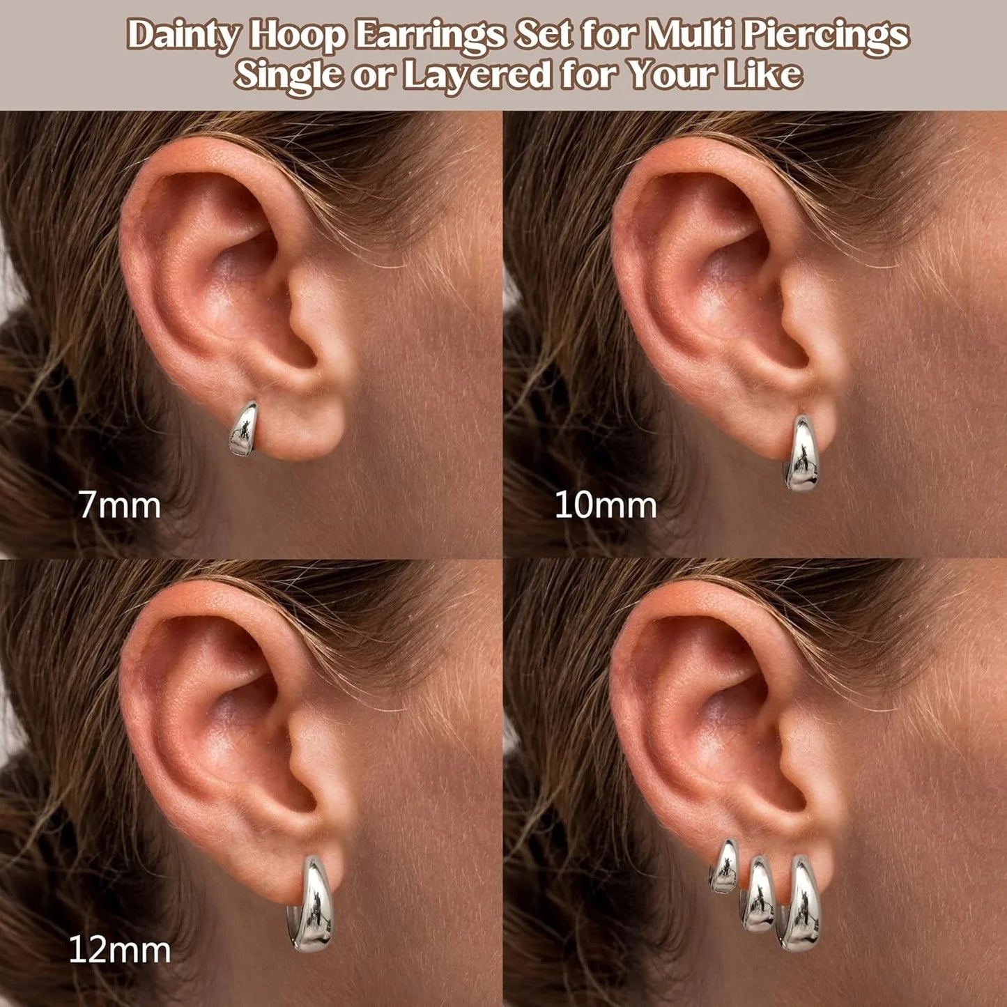 3-Piece Chunky Dome Hoop Earrings Set – Gold & Silver