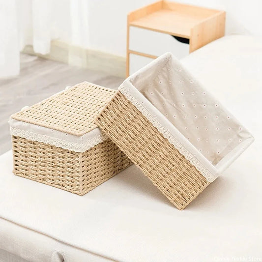Wicker Storage Basket with Lid
