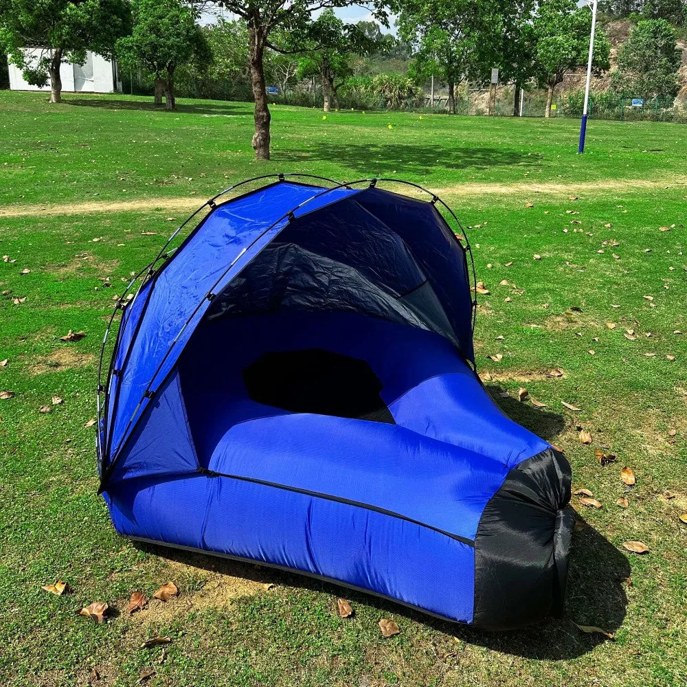 Portable Inflatable Camping Sofa with Sunshade – Outdoor Air Lounger Bed