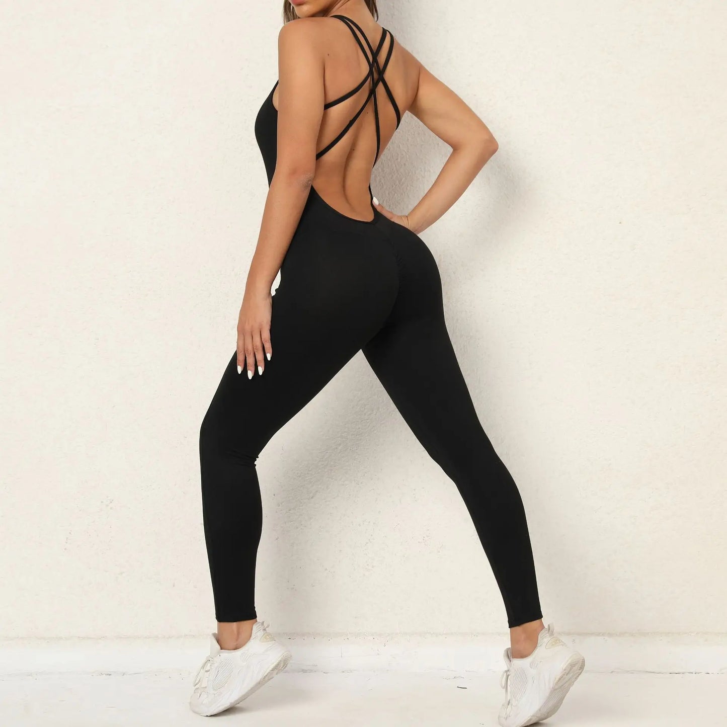Women’s Sleeveless Fitness Jumpsuit – Backless Slim Sportswear for Gym and Yoga