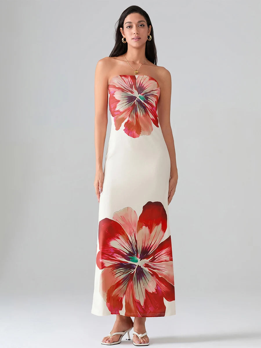 Floral Strapless Bodycon Dress