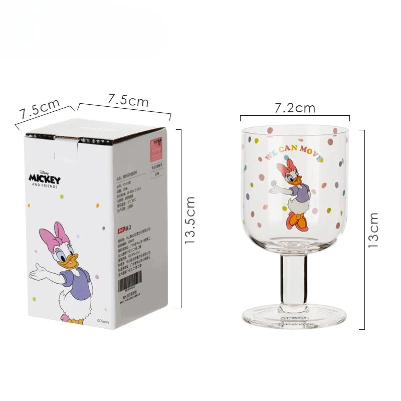 Disney Mickey Minnie Donald Daisy Glass Cup – Crystal Water & Juice Mug