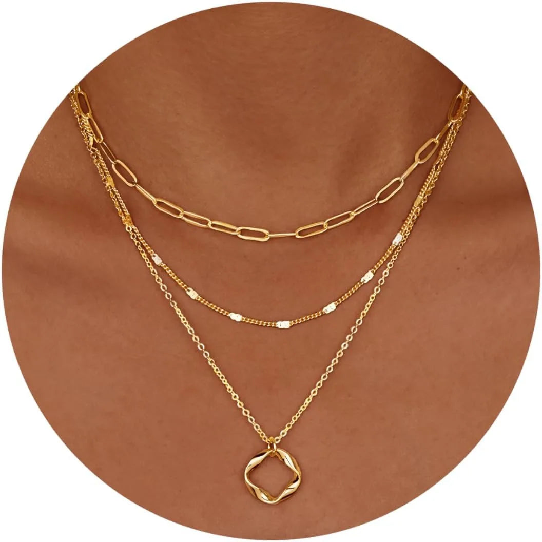 Layered Paperclip Chain Necklace – Gold & Silver