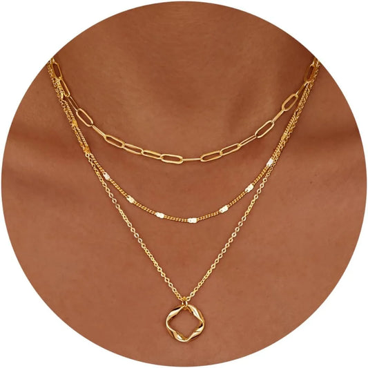 Layered Paperclip Chain Necklace – Gold & Silver