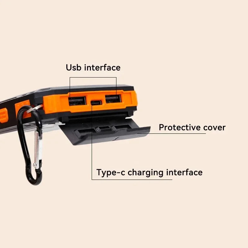 Solar Power Bank 50000mAh – Waterproof Fast-Charge Portable Charger with LED Flashlight