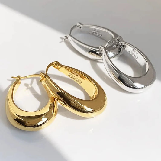 925 Sterling Silver Oval Hoop Earrings