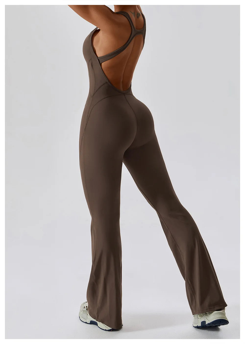 Women's One-Piece Open Back Jumpsuit – Yoga & Gym Stretch Bodysuit (Available in Multiple Colors)